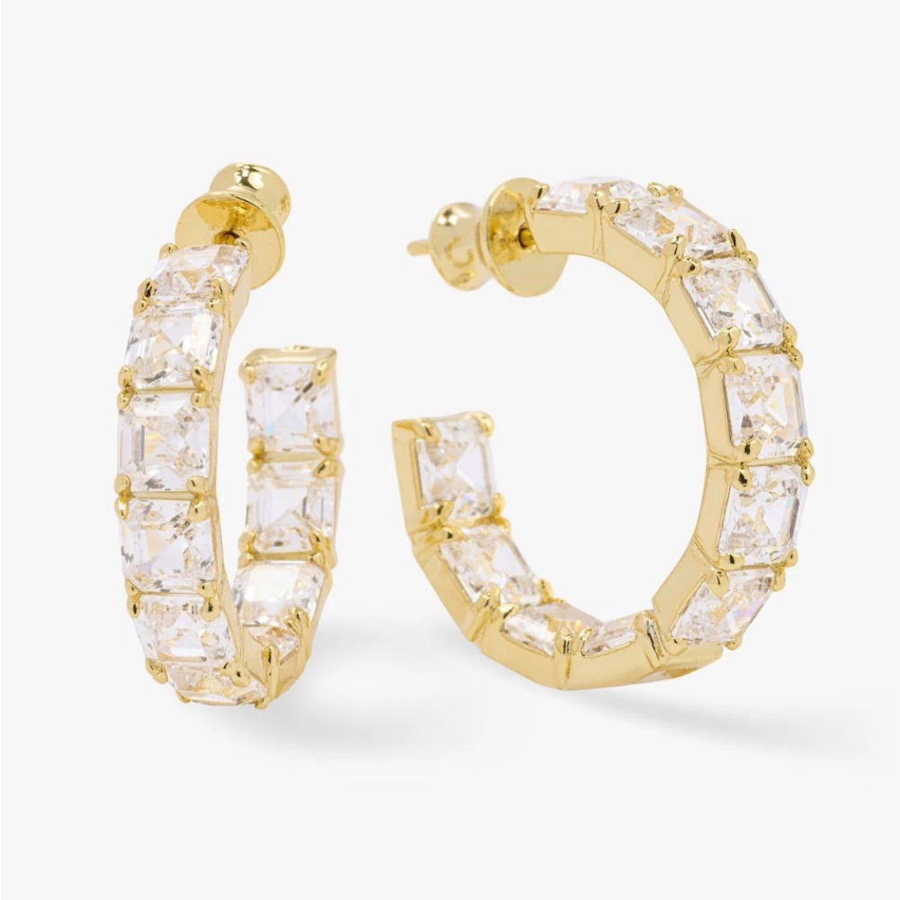 Melinda Maria Gold and Crystal Hoop Earrings